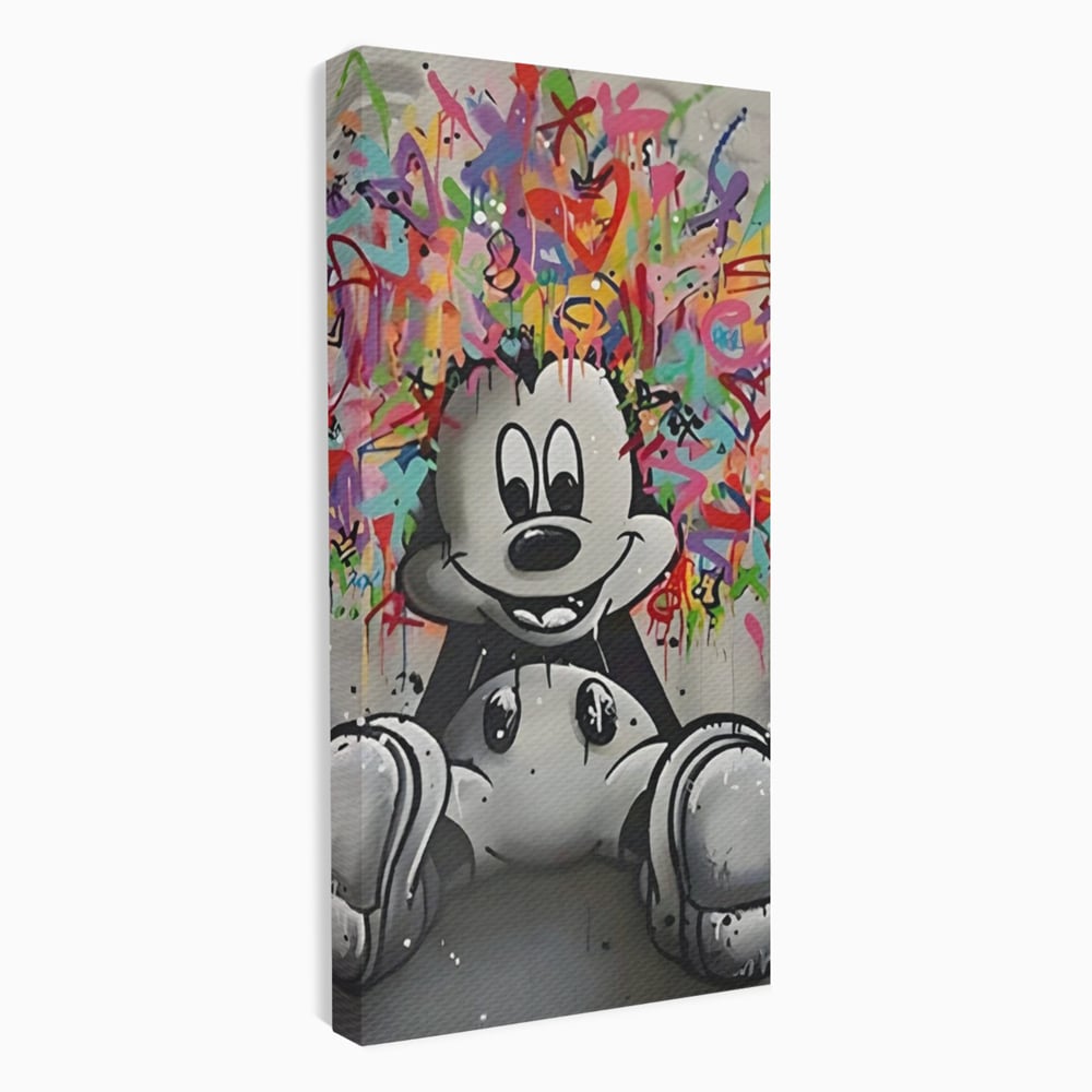 Tablou canvas cu tablou canvas cu mickey mouse colorat, fara rama, pe sasiu de lemn
